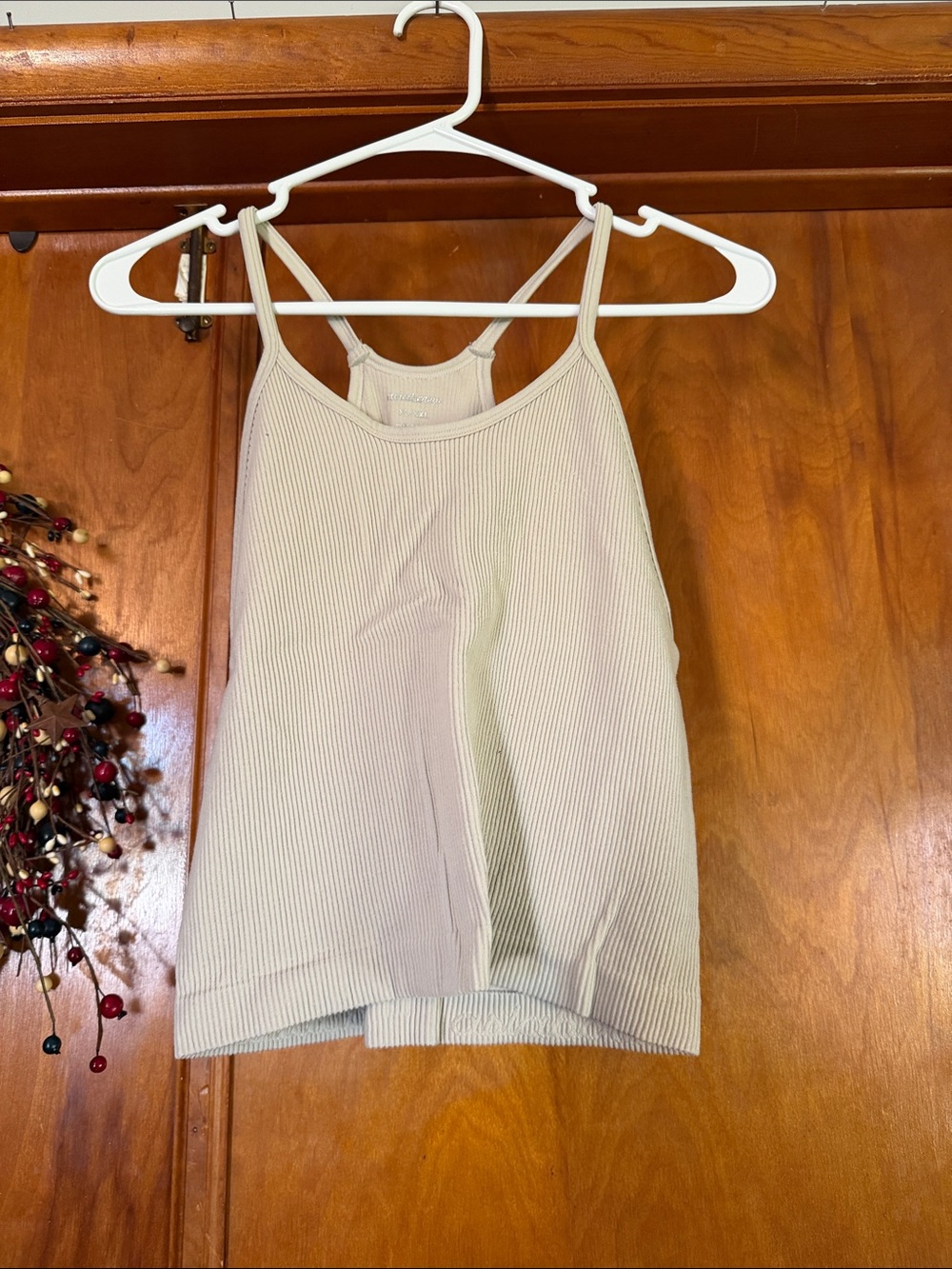 Light Ribbed Camisole Tank Top in Cream